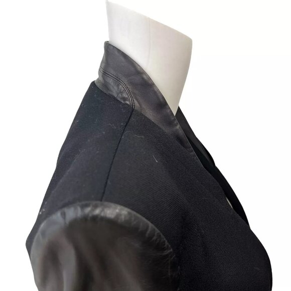 $1275 Helmut Lang Black Wool Leather Panel Blazer Jacket size 8 - Picture 6 of 13